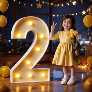 Marquee Numbers 3 Feet Tall Large Light Up Numbers 2nd 12th 21st Two Fast Birthday Decorations Big Yellow Light Outdoor Anniversary Decorations Balloon Arch Kit Party Backdrop 2
