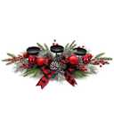 27.5-Inch Christmas Table Centerpiece with Candle Holders, Red Berries, and Pine Cones