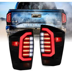 LED Tail Lights Compatible for 2016 2017 2018 2019 2020 2021 2022 Toyota Tacoma Smoked Black Taillights Brake Rear Lamps, Turck Tail Lamp Assembly Passenger & Driver Side