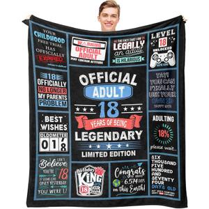18th Birthday Gifts for Boy, 18 Year Old Boy Birthday Gifts, Gifts for Boys Turning 18, 18 Birthday Gift Ideas Throw Blanket 60 x 50 Inch, Gifts for 18 Year Old Male, 18 Bday Decorations for Men