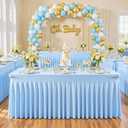 Baby Blue Spandex Tablecloths for Rectangle Tables 8 Foot Light Blue Stretch Table Cloth Rectangle 8ft Elastic Fitted Table Cover with Skirt for Wedding Baby Shower Boy Birthday Party Banquet Buffet