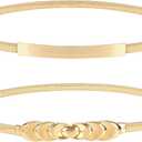 XZQTIVE Women Skinny Metal Chain Waist Belt Stretchy Saree Cinch Belt for Dress Gold Sliver (Fit waist 26-29 in, 04 Smooth/Six-gold)