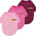 Idepet Pet Dog Classic Knitwear Sweater 3 Pcs, Fleece Coat for Small,Medium Dogs,Warm Pet Dog Cat Clothes,Soft Puppy Customes for Dog Grils Boys,Medium (3 pcs Pink+Rose+Burgundy)