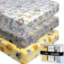 Fitted Nautical Crib Sheets (3 Pack) by GROW WILD - Jersey Knit Cotton Crib Sheet for Boys, Toddler Bed Mattress & Baby Boy Crib Bedding Set, 52 x 28 x 9 Crib Sheets (Safari Animals)