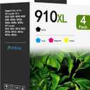 910XL Ink Cartridges Combo Pack (4-Pack, Black/Cyan/Magenta/Yellow) Replacement for HP 910XL 910 Ink Cartridges with OfficeJet 8010 8015 8018 Pro 8020 8025 8028 8030 8035 8025e 8028e Printer