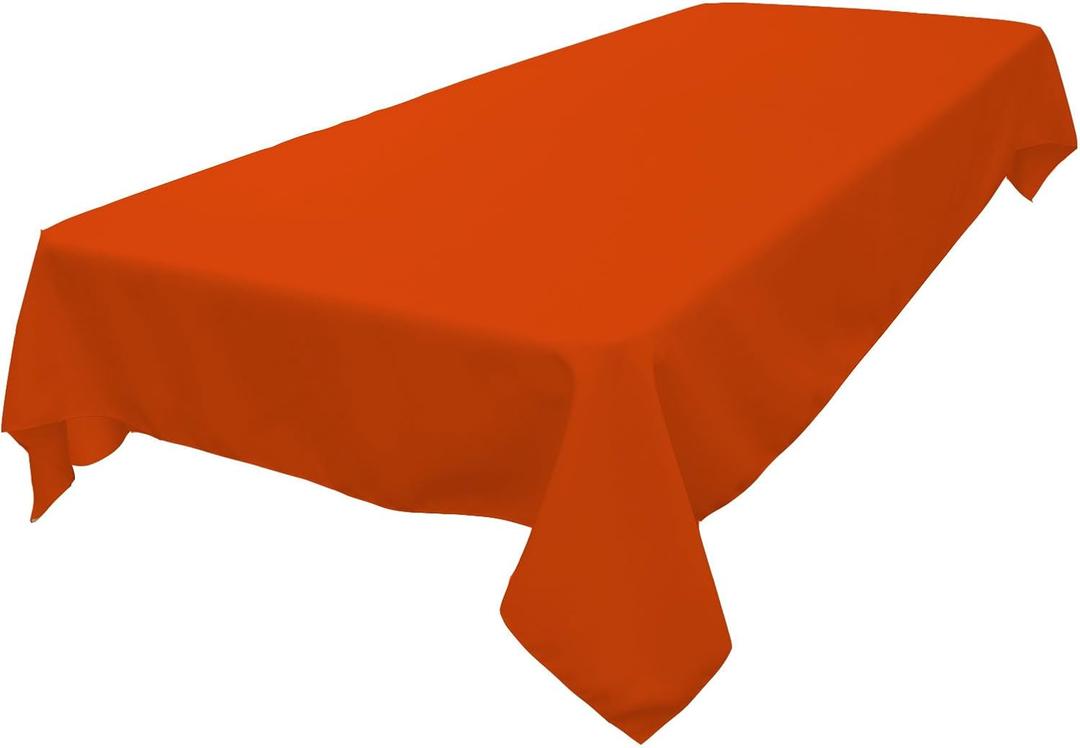 LA Linen Polyester Poplin Washable Rectangular Tablecloth, Stain and Wrinkle Resistant Table Cover 60x84, Fabric Table Cloth for Dinning, Kitchen, Party, Holiday 60 by 84-Inch, Orange