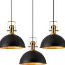 12 Inch Black Farmhouse Pendant Lights Matte Pendant Lights for Kitchen Island Industrial Adjustable Height Vintage Dome Hanging Light Fixtures for Barn Dining Room 3 Packs