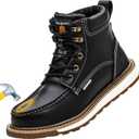 KELODON Waterproof Steel Toe Boots For Men-6" Leather Moc Toe Winter Warm Work Boots Mens Steel Toe Shoes Indestructible Non Slip Resistant Construction Safety Boot (12, black)