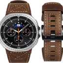 Leather Band Compatible Garmin Venu 2 45mm, Venu 3 Watch Bands, Top Genuine Leather Watch Straps Wristband for Garmin Vivoactive 4/Forerunner 570(47mm)/255/265 Men and Women (Dark Brown)