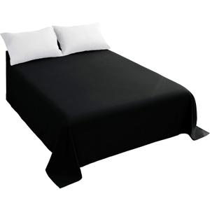 Sfoothome Queen Flat Sheet Black Top Sheet, Premium Hotel 1-Piece, Luxury and Soft 1500 Thread Count Quality Bedding Flat Sheet, Wrinkle-Free, Stain-Resistant