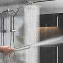 Veken 10" Luxurious Brushed Nickel All Metal Rain Shower Head with Handheld Spray Combo, High Pressure Rainfall Square Shower Heads with Extension Arm, Wide Dual Showerhead, Bathroom Accessories