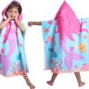 Hooded Mermaid Towel Poncho for Kids Toddler Beach, Swim and Bath Towel with Hood Robe; Kids Quick Drying Beach and Swimming Towel