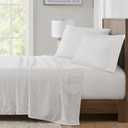 Madison Park 100% Cotton Sheets, Breathable & Soft Cotton Bed Sheets, Printed Design, Elastic Pocket Cotton Sheet Set Fits Up to 14" Mattress, All Season, Full Gray Stripes 4 Piece