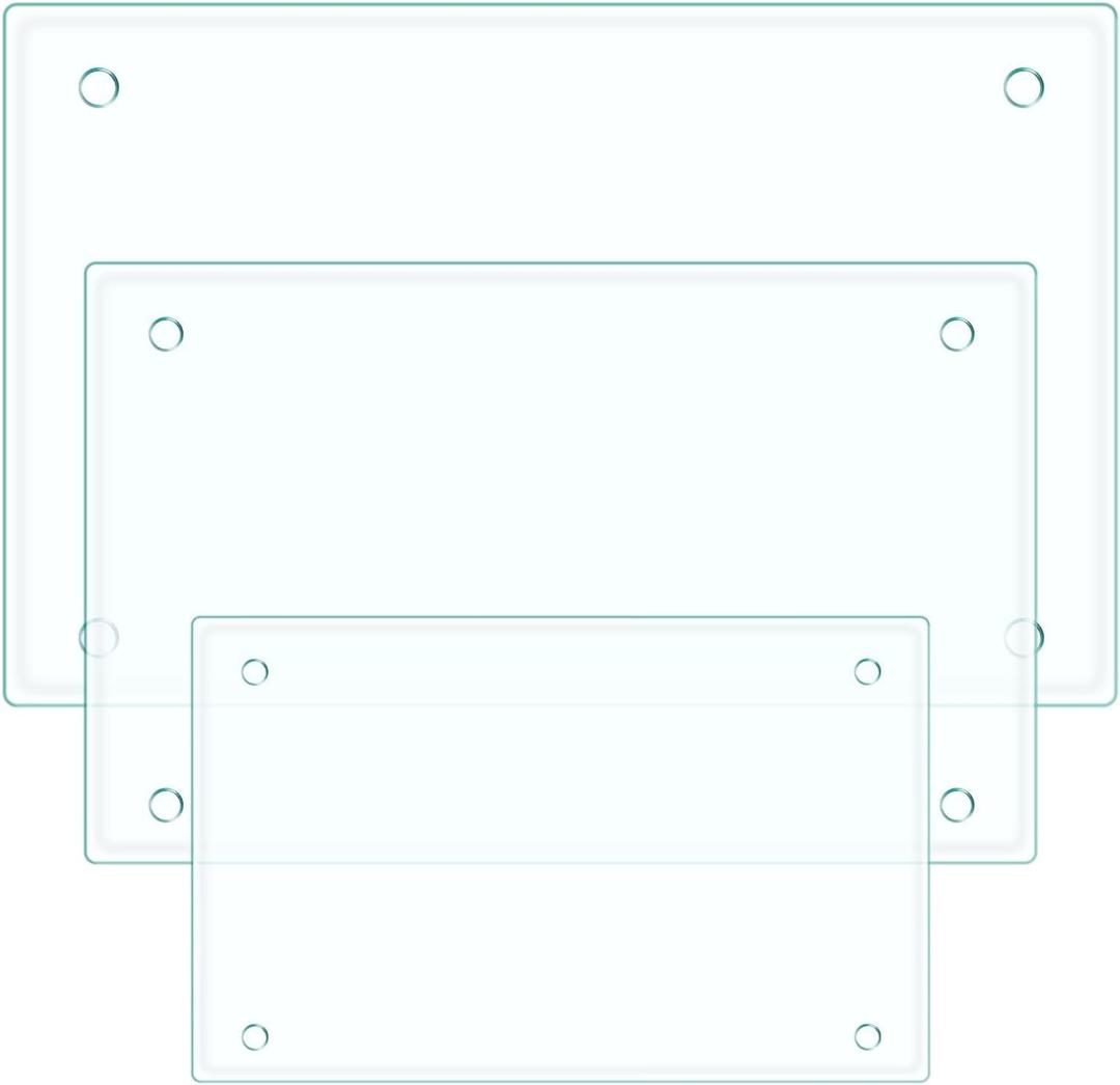 Tempered Glass Cutting Boards for Kitchen 12"x16" & 10"x14" & 8"x12" Clear Glass Cutting Boards with Rubber Feet Dishwasher Safe Shatter Resistant Heat Resistant (Large)