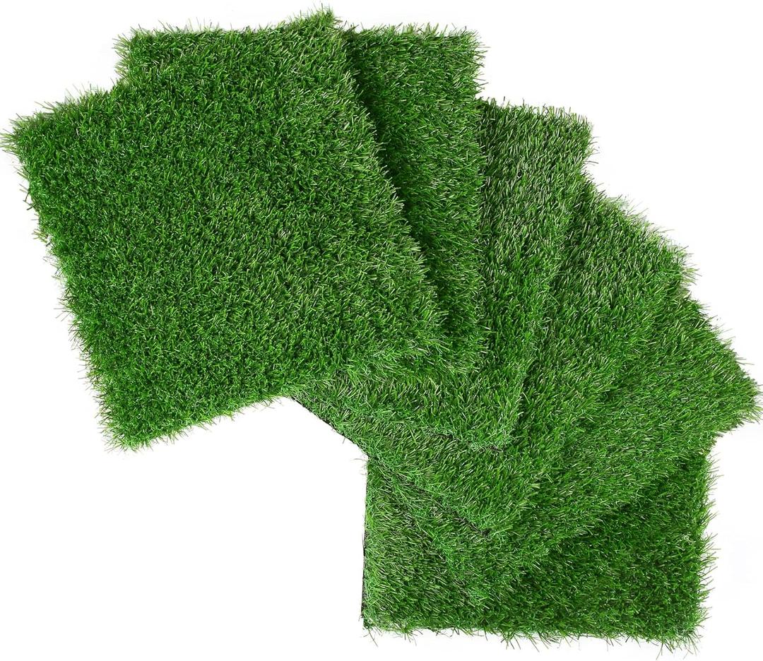 XLX TURF Green Artificial Grass Square Mats, 6 Pack 12"x12" Fake Grass Tiles Placemats Table Centerpiece Decor Golf Theme Party, Patio, Pets Turf Patch DIY Crafts