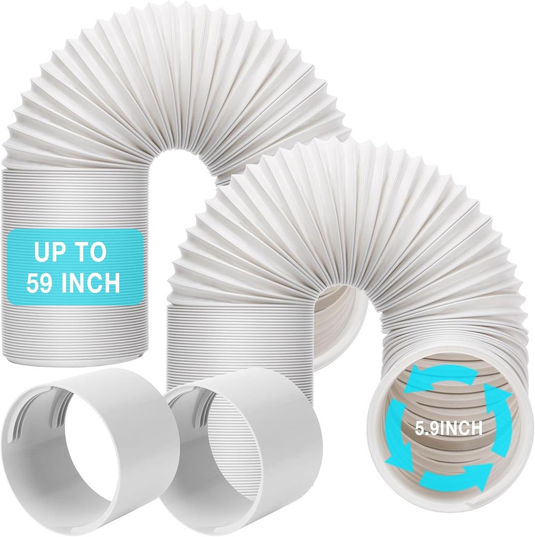 HOXHA 2 Pack Portable Air Conditioner Hose with Coupler 5.9 Inch AC Exhaust Vent Duct Hose Universal AC Tube Hose Kit Parts Accessories