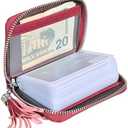 Womens Credit Card Holder Wallet RFID Leather Small ID Card Case (20 Card Slots - Wine Red)