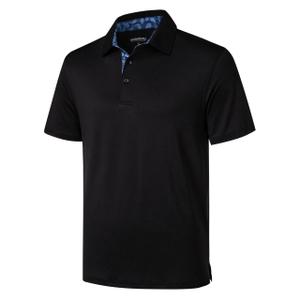 EOUOSS Golf Polo Shirts for Men Short Sleeve Moisture Wicking Dry Fit Performance Designed Collared Solid Casual Polo Shirt Black Medium (M)