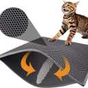 Pieviev Cat Litter Mat Double Layer Waterproof Urine Proof Trapping Mat 1 Pack (Gray, 30x24 Inch (Pack of 1))