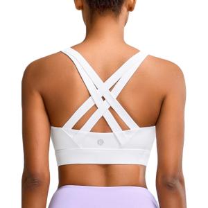 RUNNING GIRL Sports Bra for Women High Support,Molded Cup Strappy Running High Impact Sports Bras for Women (Large, White)