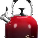 Tea Kettle Stovetop,Stainless Steel Whistling Tea Kettle For Stove Top, 2.5 Qt Tea Pot With Folding Handle, Food Grade Water Teapot Water Kettle For Stove Home Camping Travel,Gradient Red