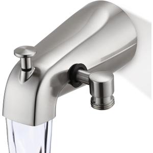 All Metal Tub Spout with Diverter Brushed Nickel, Fits 1/2 or 3/4" Threaded Pipes, Bathtub Faucet with Shower Diverter for Convenient Water Control