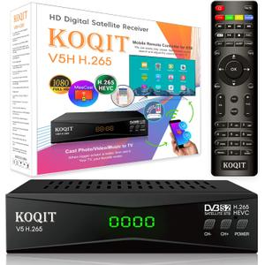 Koqit V5H H.265 Free To Air FTA Satellite Receiver DVB-S2 Satellite TV Receiver HEVC DVB S2 Galaxy 19 Receivers Sat DVB Finder Meecast Biss PVU YouTube TV Decoder DVB2IP Box