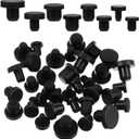 80 Pcs Silicone Rubber Hole Plug, 8 Sizes Plastic Black Hole Plugs Silicone Plug Cap Set, High Temp T-Type Hole Plug for Powder Coating Waterproof Sealing Plugs Pipe Holes Test Tube