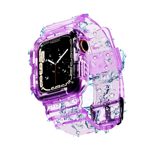 Blingbrione Clear Band Compatible Apple Watch Women 38mm 40mm 41mm 42mm 44mm 45mm 46mm Men,Transparent Jelly Soprt Strap with Cover Case Protector for iWatch Series 10 9 8 7 6 5 4 3 2 1 SE Blue Pink White Fluorescent Green