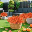 36 Bundles Artificial Fall Flowers Outdoors Fake Fall Lavender Flowers UV Resistant No Fade Plastic Faux Fall Plants for Indoor Home Porch Autumn Thanksgiving Fall Decorations (Orange)
