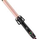 1 Inch Curling Iron with Clipped Tourmaline Ceramic Barrel Professional 1 Inch Hair Curler up to 450F Dual Voltage for Traveling 60 Mins Auto Off Suit for Different (Rose Gold, 1 inch)
