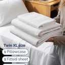 Twin XL Size 3 Piece Sheet Set - Comfy Breathable & Cooling Sheets - Hotel Luxury Bed Sheets for Women & Men - Deep Pockets, Easy-Fit, Extra Soft & Wrinkle Free Sheets - White Oeko-Tex Bed Sheet Set