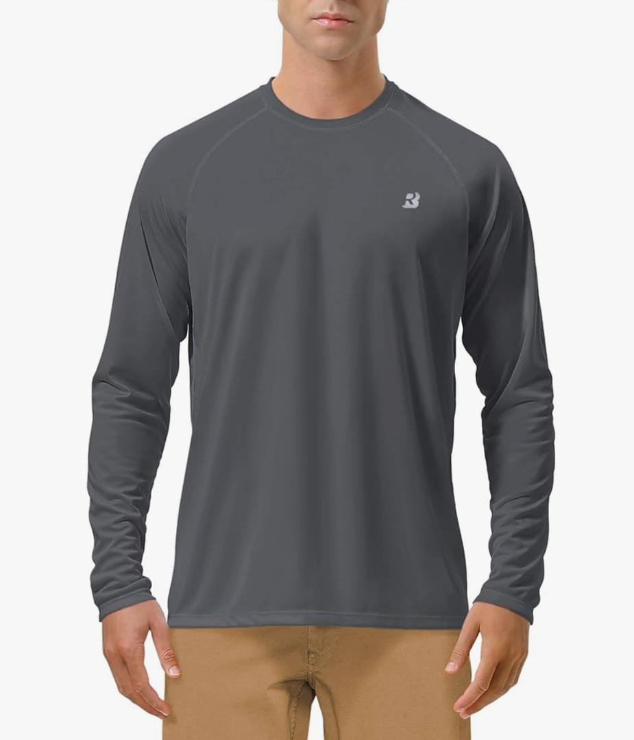 Roadbox Mens UPF 50+ UV Sun Protection Shirts Outdoor Long Sleeve SPF Rash Guard for Fishing Hiking Swimming Running XL