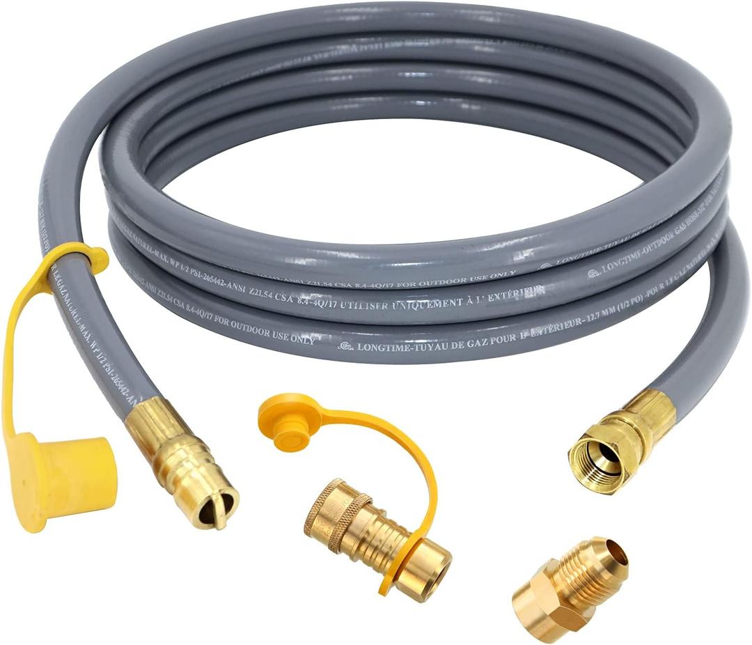 Upgraded 12 Feet 1/2 Inch Rv Quick Connect Natural Gas Hose Gas Line for Outdoor Grill with Quick Connect Fittings for Bbq Pizza Oven, Patio Heater and More NG Appliance - CSA
