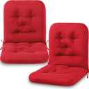 Chunful Back Chair Cushion Outdoor Indoor Tufted Seat/Back Patio Seating Cushions Weather Resistant Patio Rocking Pads for Outdoor(Wine Red,2 Pcs)