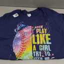 I Know I Play Like A Girl Try to Keep Up Softball T-Shirt Navy M
