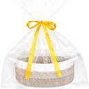 ABenkle Small Basket with Gift Bags and Ribbons, Empty Gift Baskets for Mother's Day, Decorative Boho Rope Woven Nursery Storage Organizer Toy Baskets with Handle for Baby Showers, 12"X 8" X 5" (3 Color- Mixed Brown)