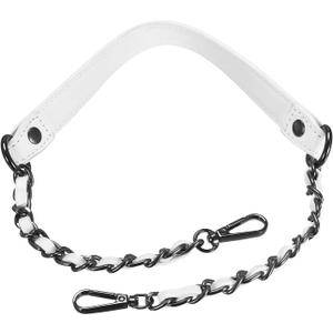 Uxcell Leather Iron Flat Chain Strap, 24" 2Pcs Handbag Chains, White Grey