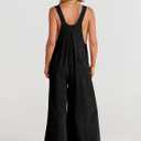 ANRABESS Womens Jumpsuits Overalls Linen Wide Leg Jumpers Casual Summer Fall Outfits 2026 Beach Vacation Clothes with Pockets (Black, XXL)