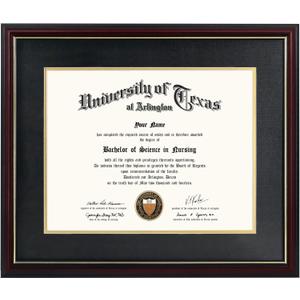 GraduationMall 11x14 Diploma Frame with Black over Gold Mat or Display 15x18 Certificate without Mat,Solid Wood & UV Protection Acrylic,Cherry Finish with Gold Trim