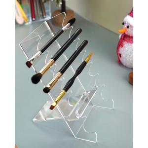 Acrylic Makeup Brush Holder for Vanity, Unique Office Desk Accessories For Women Aesthetic, Pen Display Stand Holder, Makeup Brush Drying Rack, Make Up/Hair/Paint Brush Holder, Clear