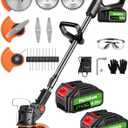 Electric Weed Wacker Cordless, 21V Weed Cordless Eater Battery Powered, with 2 * 4.0 Batteries & Charger, Lightweight Brush Cutter/Grass Trimmer, 3 Types Blade, for Lawn Yard Garden, Black