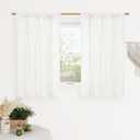 LAMIT Short Linen Curtains 40 Inches Long for Small Window, Rod Pocket Linen Privacy Drapes Light Filtering Semi Sheer Window Curtains for Kitchen/Bedrooom, Set of 2 Panels (42 x 40 Inch, White)