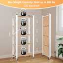 5-Tier Foldable Storage Shelves with Wheels, Folding Metal Shelf Unit, Folding Bookshelf no Assembly, Collapsible Shelves for Craft Shows for Kitchen, Bedroom, Living Room, Natural