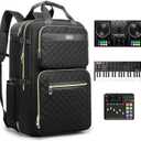 Rabjen DJ Backpack for Club Gigs, DJ Mixer Case Compatible with Pioneer DJ DDJ-REV1, DJ Controller, Novation Launchkey 37 Key Keyboard and More Equipment (light black)