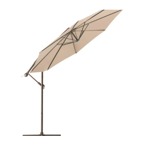 10ft Offset Hanging Market Patio Umbrella with Easy Tilt Adjustment, 8 Ribs for Backyard, Poolside, Lawn and Garden, Beige