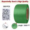 MYFAMIREA Heavy Duty Banding Strapping Kit with Tensioner Tool, 1/2"x 3500FT Green Polypropylene Plastic Packaging Strapping, 300 Metal Seals, Sealer Tool for Pallets, Logistics, Warehouse (Red)