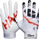 Youth Football Gloves Sticky Silicone Grip Tacky Wide Receiver Football Gloves (White JKR)