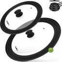 Walfos Universal Lid, Tempered Pan Lid with Heat Resistant Silicone Rim, Fits All 7" to 12" Diameter Cookware, Pots, Pans and Skillets (2Pk)