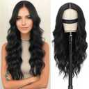 Black Wigs for Women Long Wavy 5x4x1 Lace Hairline Middle Part Glueless Wig Heat Resistant Synthetic Wigs for Daily Party 24 Inch